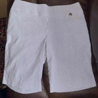 Bermudas a rayas blancas y azules Ellen Tracy talla pequeña Foto 1 de 4