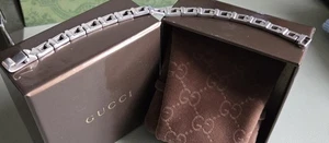 Rare & Genuine Gucci Unisex Silver Bracelet, Geometric G. - Picture 1 of 9