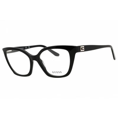 Guess Women's Eyeglasses Shiny Black Acetate Cat Eye Full Rim Frame GU50111 001