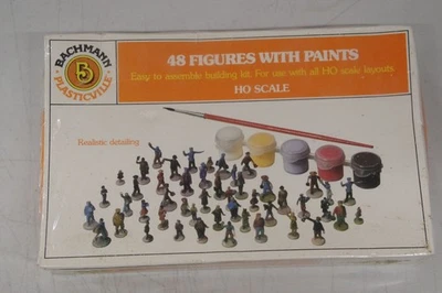 Bachmann Plasticville HO Scale 48 people with paint.  Brand new and sealed. - Image 1 of 2