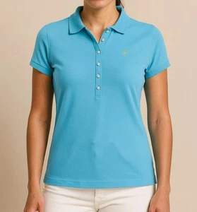 Lily Pulitzer Light Blue Collared Short Sleeve Polo Size Small Cotton Blend Y2K - Picture 1 of 10