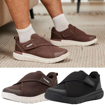 FitVille Diabetiker Schuhe Herren Hausschuhe Klettverschluss Geschwollene Füße