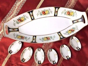 Vintage Antique NORITAKE Set of 7 Sushi / Egg Roll / Sauce Plates +++ RICE BOWL - Picture 1 of 8