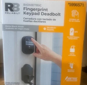 Teclado retroiluminado con cerradura de puerta de cerrojo de huellas dactilares confiable negro mate - Imagen 1 de 3