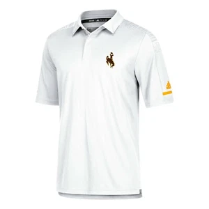 Wyoming Cowboys NCAA Adidas Men's White Team Iconic Coaches Polo Shirt - Picture 1 of 2