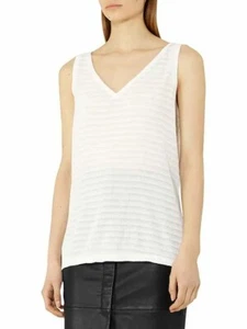 Reiss Lilienne Textured Stripe Knitted Tank Top Off White (Medium) - Picture 1 of 8
