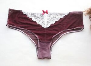 Women Sexy Briefs Mesh&Lace Underwear Knickers Plus Panties Purple 2XL-3XL-4XL