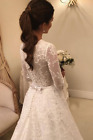 Vintage Lace Wedding Dresses With Long Sleeves Sweep Train A Line Bridal Gowns