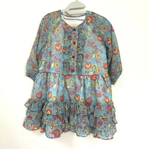 Marmellata Dress Girls 4 Paisley Floral Print Chiffon Long Sleeve Summer Ruffle - Picture 1 of 6