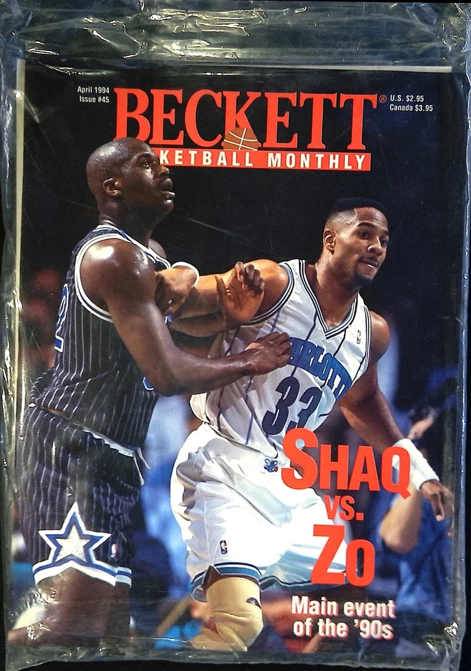 RARE Never Opened "SEALED" Beckett Basketball Card Apr 94 #45 Shaq & Mourning - Image 1 of 2