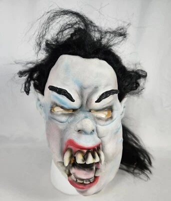 Rubber Scary Deviant SUMO Wrestler Man Costume Mask w Black Faux Synthetic Hair - Image 1 of 4