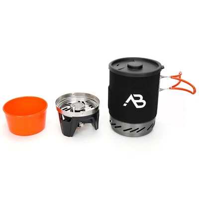 A. BLÖCHL Kochsystem Gaskocher 0,8 L Topf Wärmetauscher Neoprenüberzug Camping Outdoor