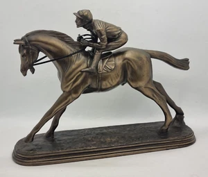 Oliver Tupton Galopante Carrera Caballo y Jinete Bronce Fundido Resina Escultura Rara En muy buena condición - Imagen 1 de 18