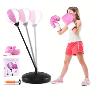Kids Punching Bag Toy Set Adjustable Stand Boxing Glove Speed Ball with Pump Pin - Picture 1 of 12