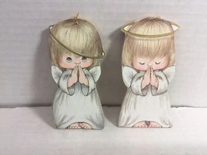 Angels Baby Wood Christmas Ornaments Lot Of Two - Picture 1 of 2