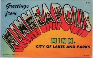 Greetings from MINNEAPOLIS, Minnesota MN linen c1952 - Postcard - Picture 1 of 2