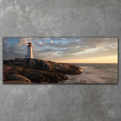Canvas XXL Wandbilder Leinwand Leuchtturm Sonnenuntergang Küste 125x50 - Bild 1 von 4