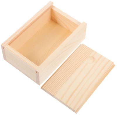 Small Wooden Storage Box Container Empty Gift Box Wood Box with Sliding Lid - Image 1 of 4