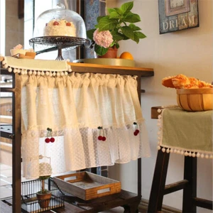 Window Short Lace Curtain Cafe Bar Dustproof Half Drape Cabinet Door Valance 1pc - Picture 1 of 16