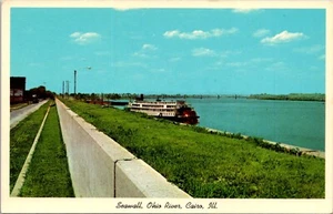 Postcard Cairo Ohio Seawall Ohio River At The Junction With Mississippi River - Bild 1 von 2