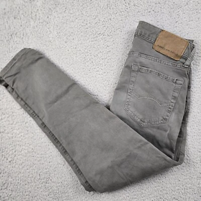 Pantalones de mezclilla ajustados American Eagle para hombre grises 26x28 preppy elásticos flexibles patinadores nuevos con etiquetas Foto 1 de 4