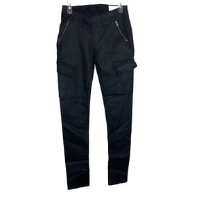 Rag & Bone Bowery Zip-Pocket Cargo Pants Sz 26 Skinny Low Rise Black Twill - Picture 1 of 8