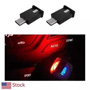 2PCS USB Type C LED Ambient Light | 8-Color RGB Car Interior Atmosphere Lamp - Picture 1 of 5