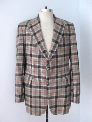 Blazer de Colección Años 70 SUPERFLY Negro Gris Rojo A Cuadros Lana Worsted Disco Pimp Chaqueta 40L Foto 1 de 4