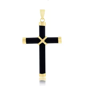 iJewelry2 - 14K Yellow Gold Black Onyx Cross Pendant - Picture 1 of 1