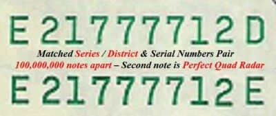 TWO MATCHED 2003A SERIES / DISTRICT & S/N RADAR Notes -- E21777712 -- BOTH ChUnc - Image 1 of 2