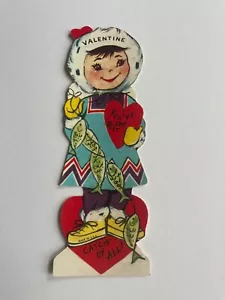 Tarjeta de San Valentín Linda Parka Lustre Brite De Colección Años 50/60 Sin Usar Nueva de Lote Antiguo - Imagen 1 de 3