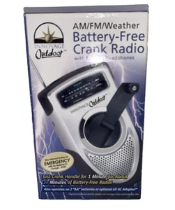 Innovage Outdoor AM/FM/Wetter batteriefreies Kurbelradio mit Ohrhörer Kopfhörer - Bild 1 von 10
