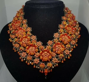 Necklace big Lovely Michal NEGRIN Crystals Flowers Made in Israel NWT8 - Picture 1 of 12