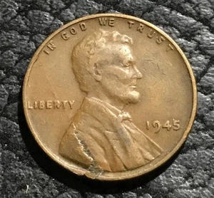 Lincoln 1945 error del centavo de trigo - cáscara de laminación - inv#5628 - Imagen 1 de 3