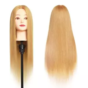 Mannequin Head 100% Real Hair Styling Training Head 24-27inch Manikin Cosmeto... - Picture 1 of 7