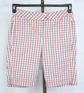 Annika Cutter & Buck Womens Ladies Pink Check Bermuda Shorts Size 6 Small - Picture 1 of 4