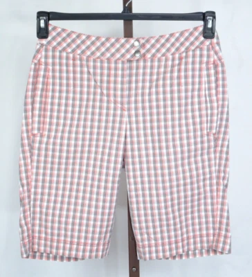 Annika Cutter & Buck Womens Ladies Pink Check Bermuda Shorts Size 6 Small - Image 1 of 4