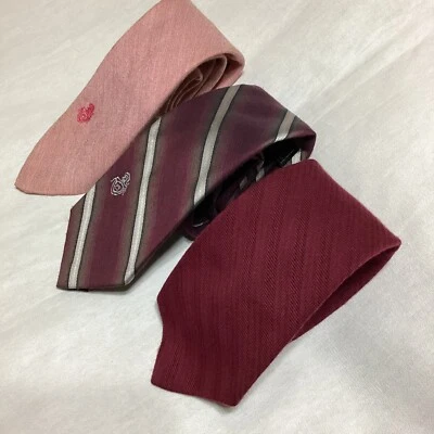 Vintage VIA RE 3 Tie Lot Necktie Mens (1) Striped/(2) Solids 3 1/4 Width - Image 1 of 4