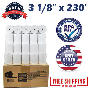 3-1/8" x 230' THERMAL RECEIPT PAPER PRINTER ROLL POS BPA FREE USA 50 ROLLS @55CL