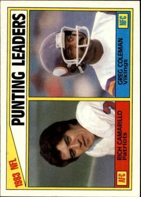 1984 Topps #207 Rich Camarillo/Greg Coleman New England /Minnesota - Image 1 of 2