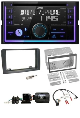 JVC Lenkrad USB 2DIN DAB Bluetooth CD Autoradio für Fiat Idea 2006-2012 grau - Bild 1 von 4