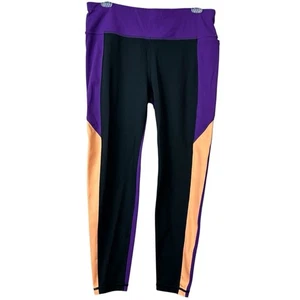 Sweaty Betty Purple Black Colorblock Power Leggings Women Sz 10 - Picture 1 of 8