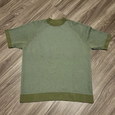 Mcgregor 复古 60 年代 70 年代几何针织短袖衬衫男式大号复古 — 第 1/4 张图片