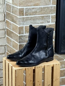 Woman’s MOMA Dark Blue Leather Zipper Ankle Boots Size US:10 EU:40 - Picture 1 of 16