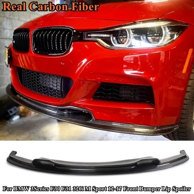 Alerón labial de parachoques delantero de fibra de carbono para BMW Serie 3 F30 F31 320i M Sport 12-17 Foto 1 de 4