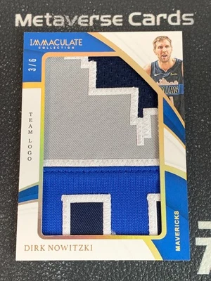 2018-19 Panini Immaculate Dirk Nowitzki Jumbo Patch Team Logo Game-worn 3/6 - Image 1 of 2