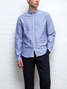 Camisa Oliver Spencer Brook Azul Brecon - 15.5" - Orgánica 100% Algodón PVP £110 - Imagen 1 de 4