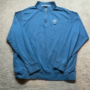 Peter Millar Pullover Sweater Mens XLarge Blue 1/4 Zip Golf Casual US Open 2017 - Picture 1 of 11