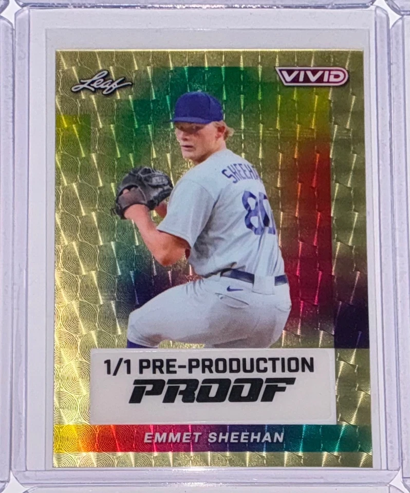 2023 Leaf Vivid Baseball Emmet Sheehan Super Prismatic Gold Proof 1/1 - Image 1 of 1