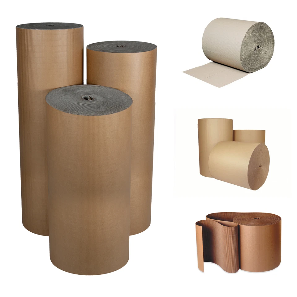 CORRUGATED CARDBOARD PAPER - 75M FULL ROLLS - CARD WRAP - STRONG SHEETS - Image 1 of 1